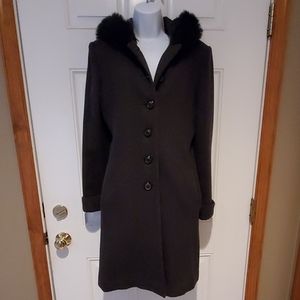 Full length hooded pea coat